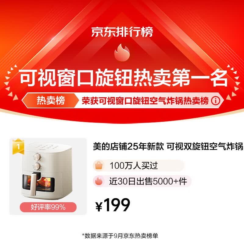 美的 小方块系列 锅蒸烤一体 免翻面多功能烘焙实用大容量5.3L电炸锅 小家电可视窗口 - 86线报