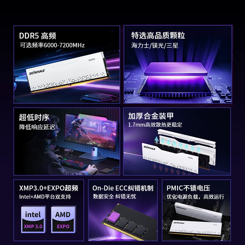 枭鲸电竞漫游DDR5 5600MHz台式机内存条16GB 659元 - 线报酷