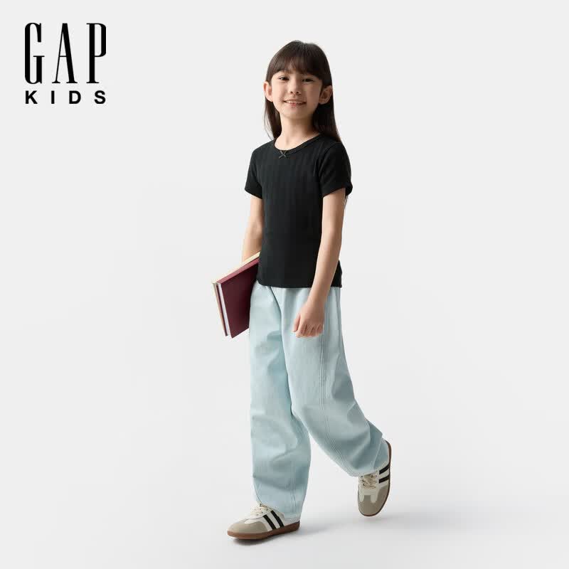 Gap坑条肌理短袖T恤744492黑色 39元 - 86线报