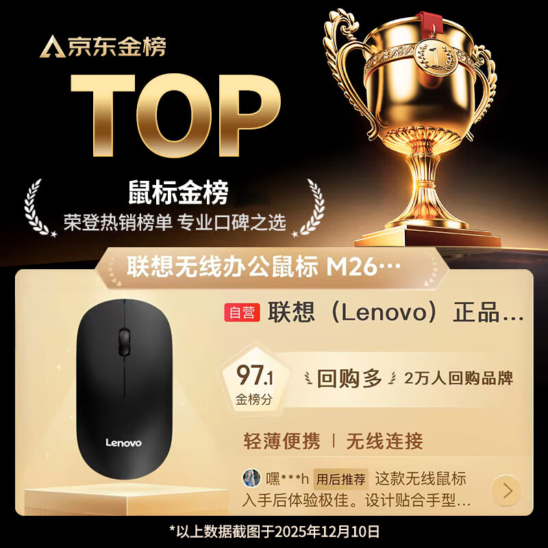 联想X820W 2.4G无线鼠标1000DPI黑色 21.9元 - 86线报