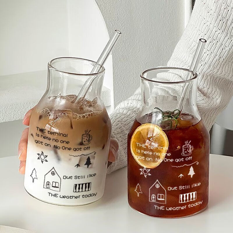 玻璃吸管冷水壶650ml高硼硅玻璃白色插画 3.9元 - 86线报 玻璃吸管冷水壶650ml高硼硅玻璃白色插画 3.9元 - 86线报