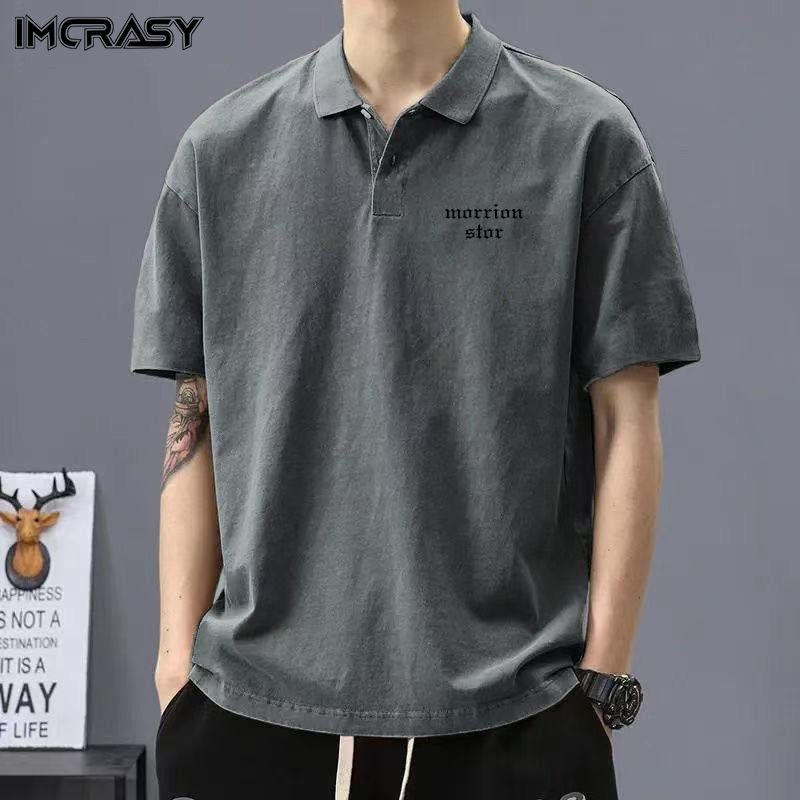 IMCRASY潮牌polo衫短袖男士夏季潮流翻领T恤宽松休闲半袖体恤上衣 16.8元 - 线报酷