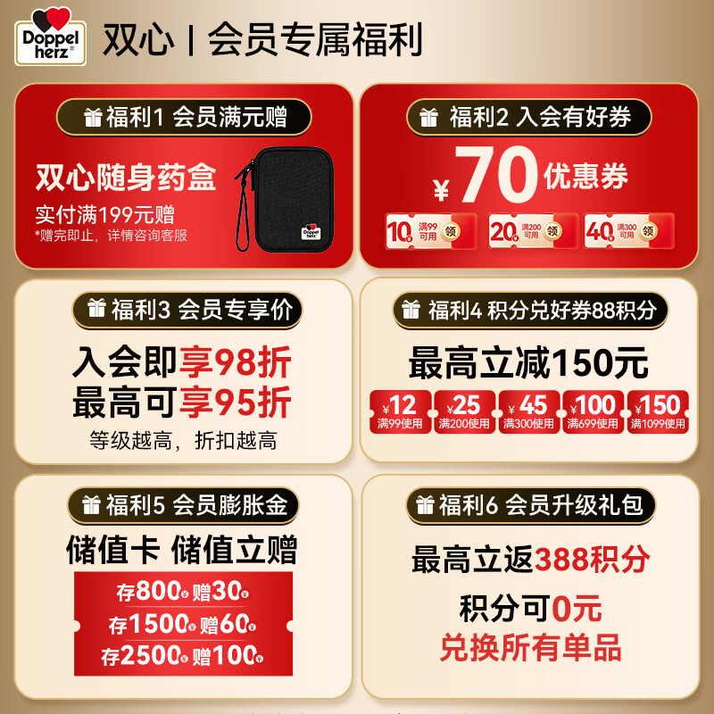 双心复合维生素B族60粒*2盒8种多维B族营养 139元 - 86线报