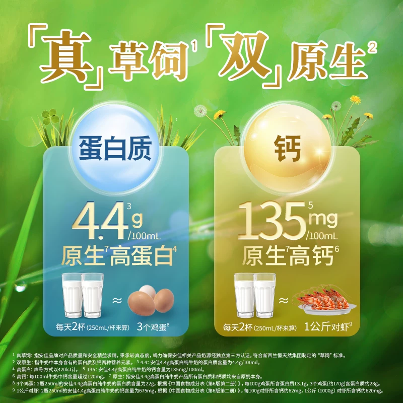 安佳草饲4.4g高蛋白全脂纯牛奶1L*12盒 159元 - 86线报