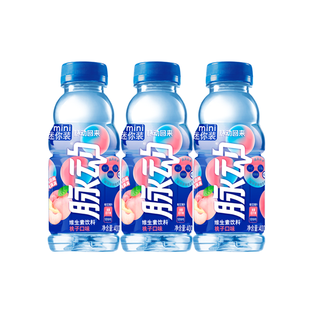 脉动桃子味维生素饮料400ml×3 8.9元 - 美泡泡