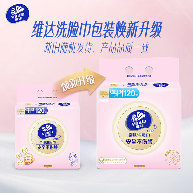 维达洗脸巾一次性洗脸巾棉柔巾擦脸巾安全不伤脸干湿两用120抽3包 24.9元 - 86线报