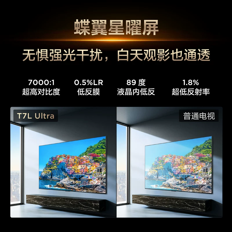 TCL电视75T7L Ultra 75英寸QD-Mini LED蝶翼星曜屏万象分区电视 - 86线报