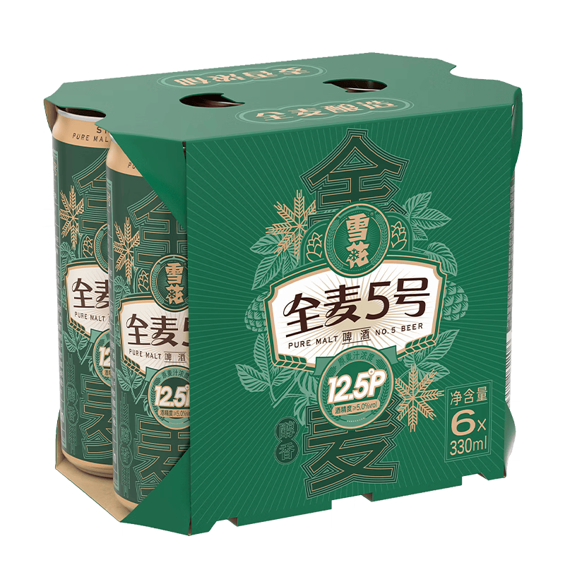 雪花啤酒全麦5号醇厚型啤酒330ml×6听 16.9元 - 86线报