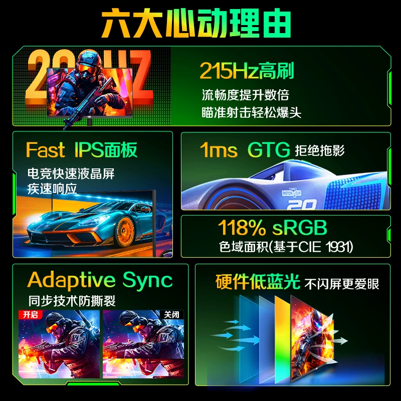 泰坦军团P2510G2 24.5英寸IPS G-sync FreeSync显示器1920×1080 - 线报酷
