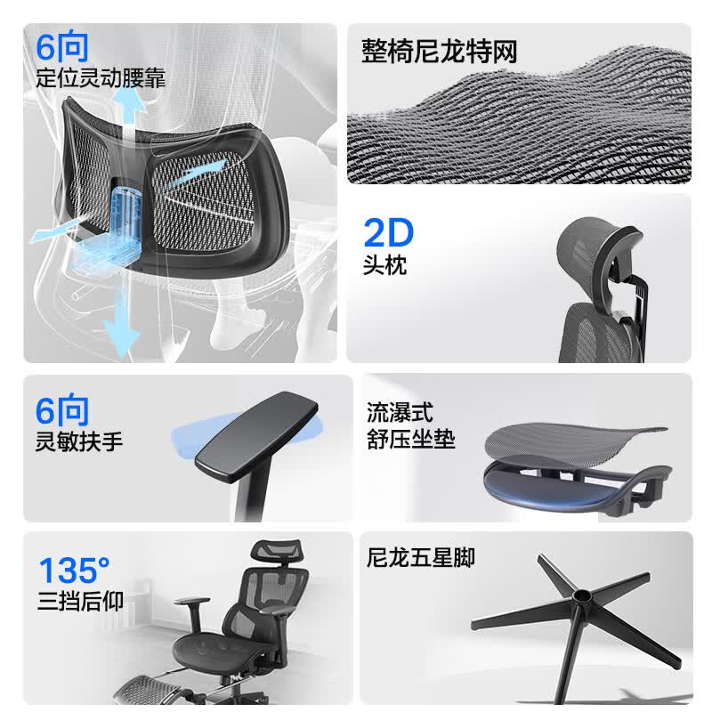 永艺ACT100max人体工学电脑椅护腰久坐学习办公椅可躺ACT100max黑色无搁脚 544元 - 86线报