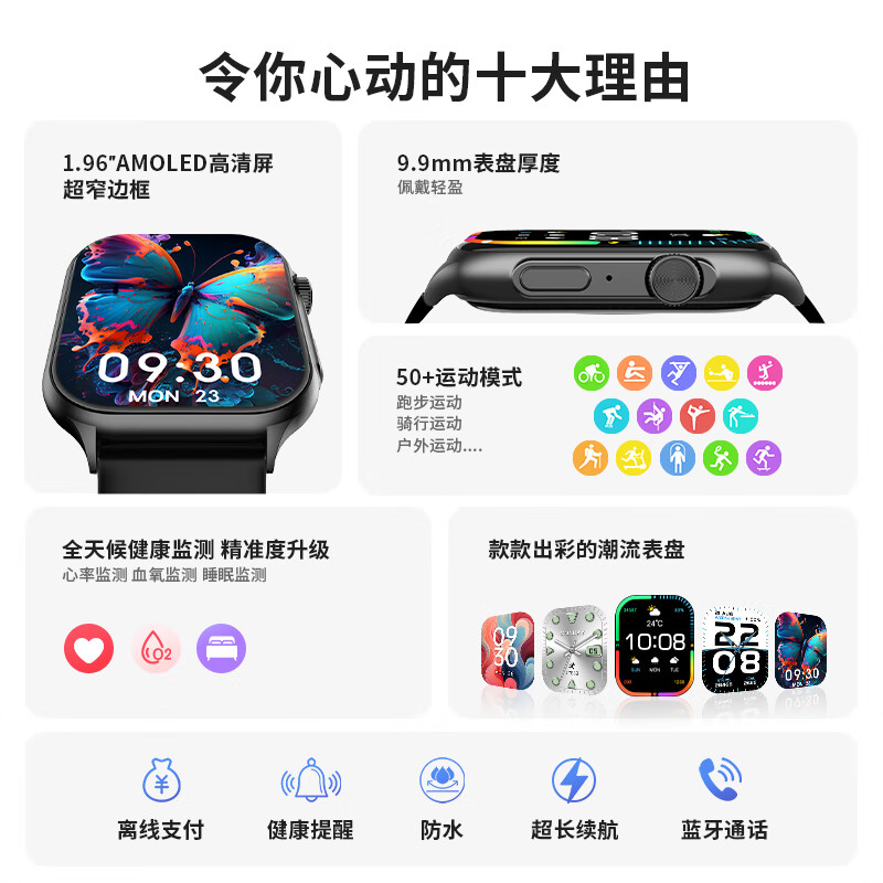 联想血氧检测智能手表硅胶表带风暴灰 185.9元 - 86线报