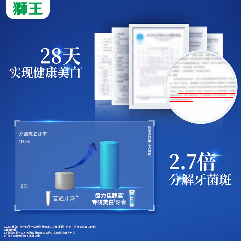 狮王大白美白含氟牙膏酵素+小苏打120g*4支组合装 29.9元 - 86线报
