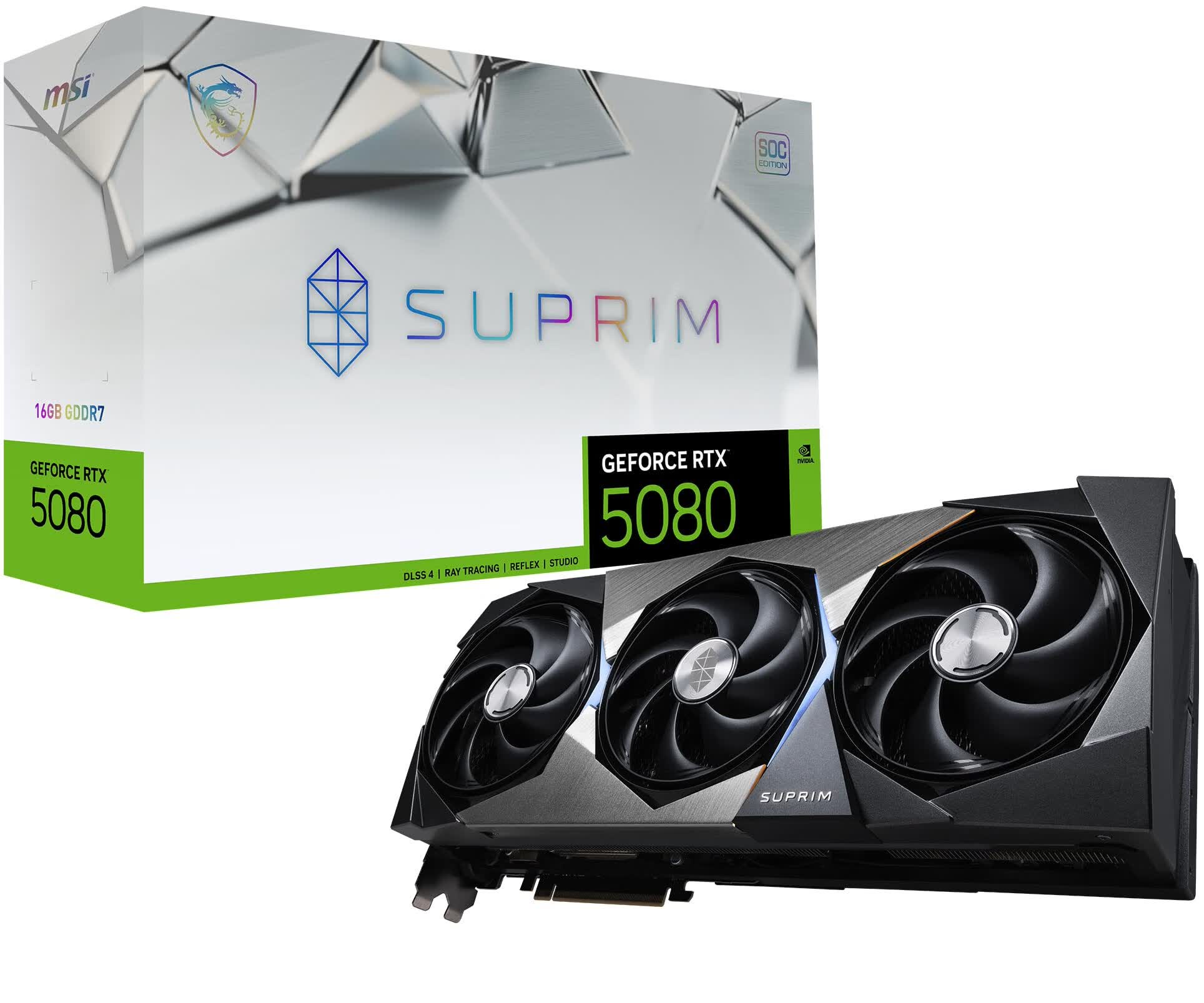 微星RTX 5080 16G SUPRIM SOC游戏显卡16GB GDDR7 256位三风扇 - 86线报