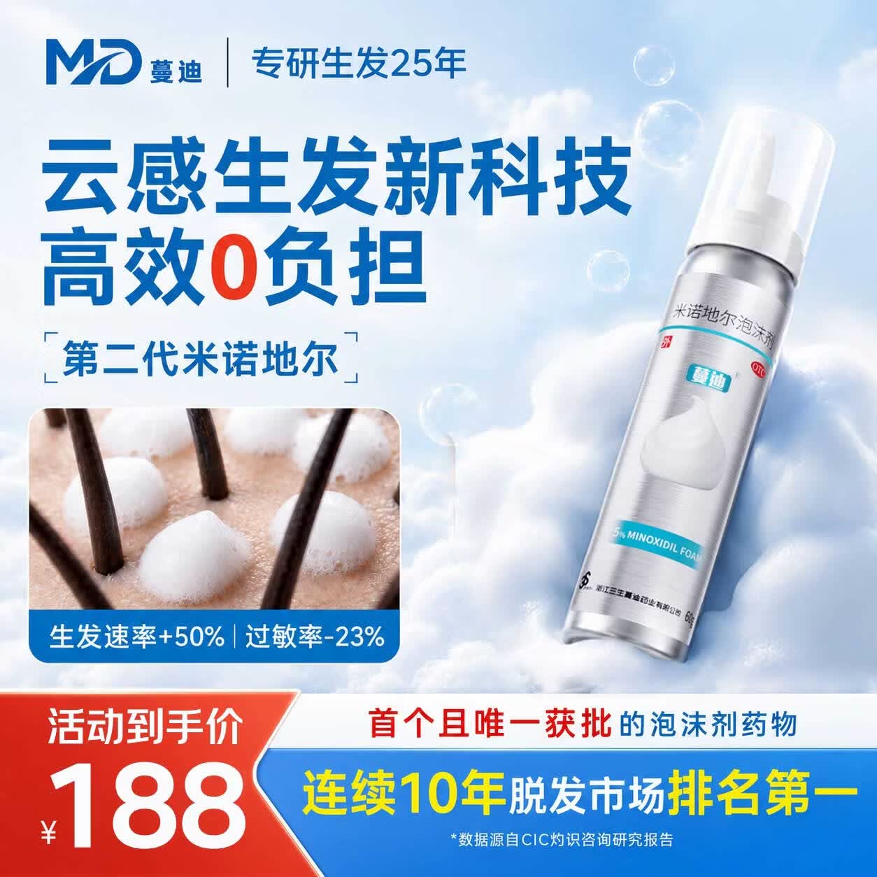 蔓迪5%生发泡沫剂60g 167.99元 - 86线报