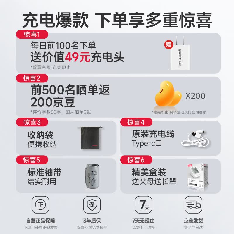 鱼跃YE670CR上臂式血压计 119.89元 - 86线报
