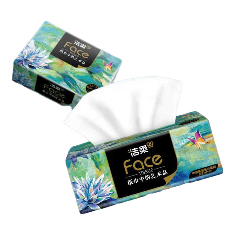 洁柔Face艺术油画加厚软抽4层80抽*2包 2.99元 - 折送网