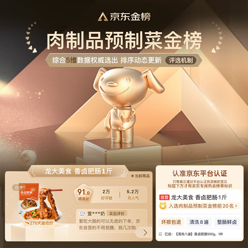 龙大美食香卤肥肠500g 14.7元 - 线报酷