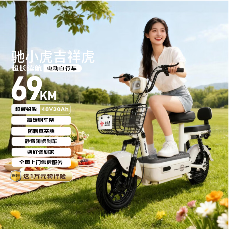 驰小虎长续航电动自行车铅酸电池茶白20Ah48V 998.2元 - 86线报