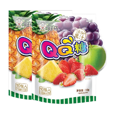 旺旺 旺仔QQ糖 综合口味 200g×2袋 橡皮软糖 - 美泡泡