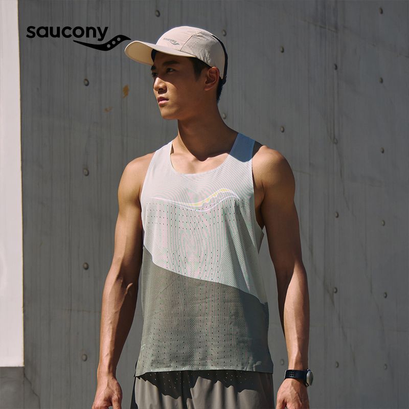 saucony男子专业跑步训练经典拼色单层背心 162.4元 - 线报酷