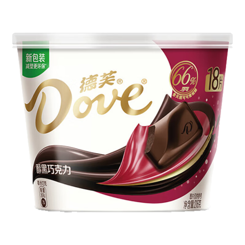 德芙66%可可脂倍醇黑巧克力碗装216g 26.9元 - 86线报
