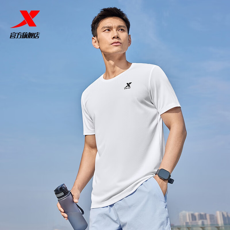 特步运动t恤短袖男夏装跑步速干衣薄款服半袖珍珠白-男XL 25元 - 86线报