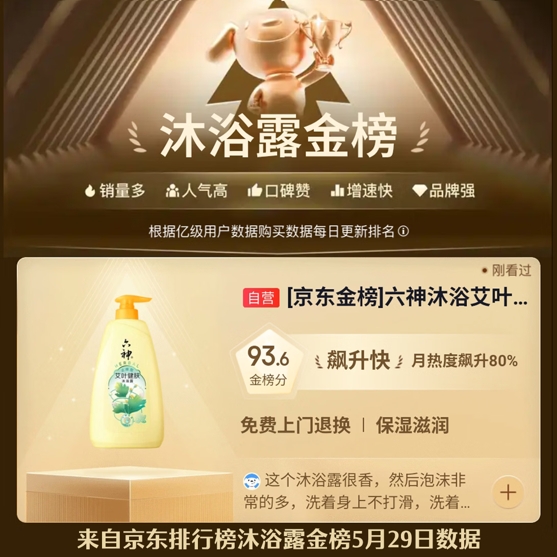 六神中草药除菌建肤系列艾叶健肤沐浴露止痒型1L 21.51元 - 86线报