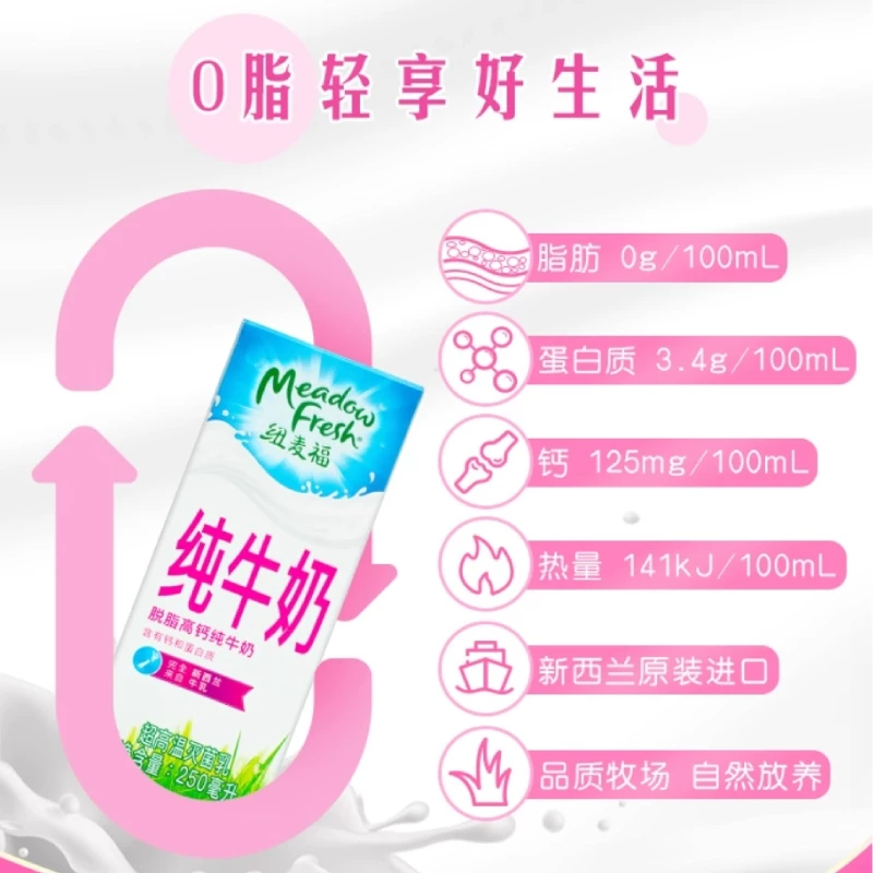纽麦福 新西兰纽麦福脱脂高钙纯牛奶250ml*24盒 券后29.5元 满5减5元 - 86线报 纽麦福 新西兰纽麦福脱脂高钙纯牛奶250ml*24盒 券后29.5元 满5减5元 - 86线报