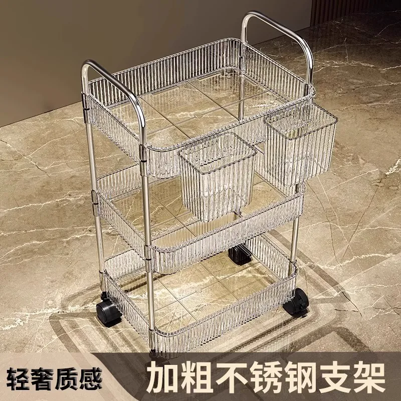 亚克力零食置物架小推车落地移动收纳盒客厅卧室小物件厨房多层 11.72元 - 线报酷
