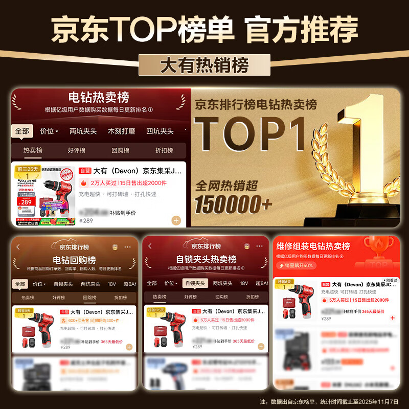 大有无刷锂电钻单电2.0标充豪华塑盒 274.55元 - 86线报