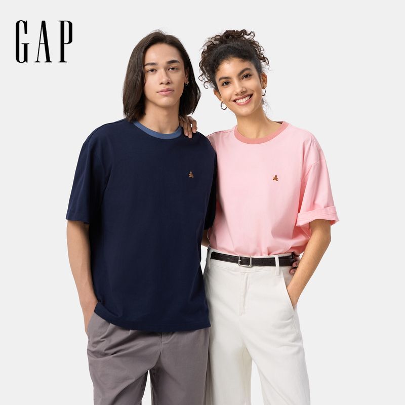 Gap男女装小熊刺绣撞色圆领短袖T恤724970 37.17元 - 线报酷