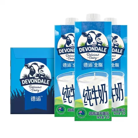 德运 全脂纯牛奶1L*12 券后77.11元 图片 2