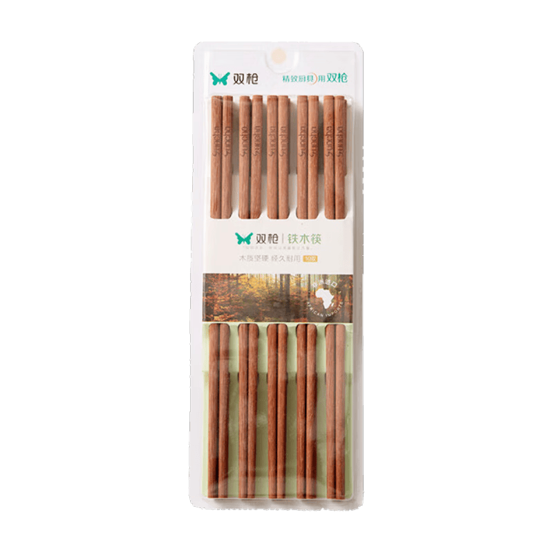 双枪进口铁木筷子家用抗菌防霉防滑耐高温油炸5双 4.9元 - 86线报