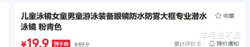 儿童泳镜粉蓝色防水防雾大框专业潜水 19.9元 - 86线报