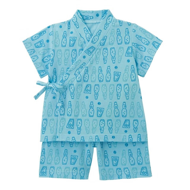 千趣会日式和服纯棉儿童睡衣套装天蓝色110cm 46元 - 86线报