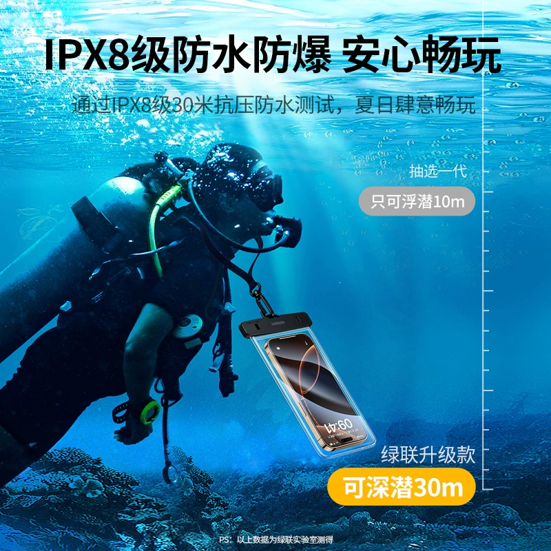 绿联手机防水袋可触屏拍照游泳潜水浮潜袋外卖骑手漂流专用手机套 15.9元 - 86线报