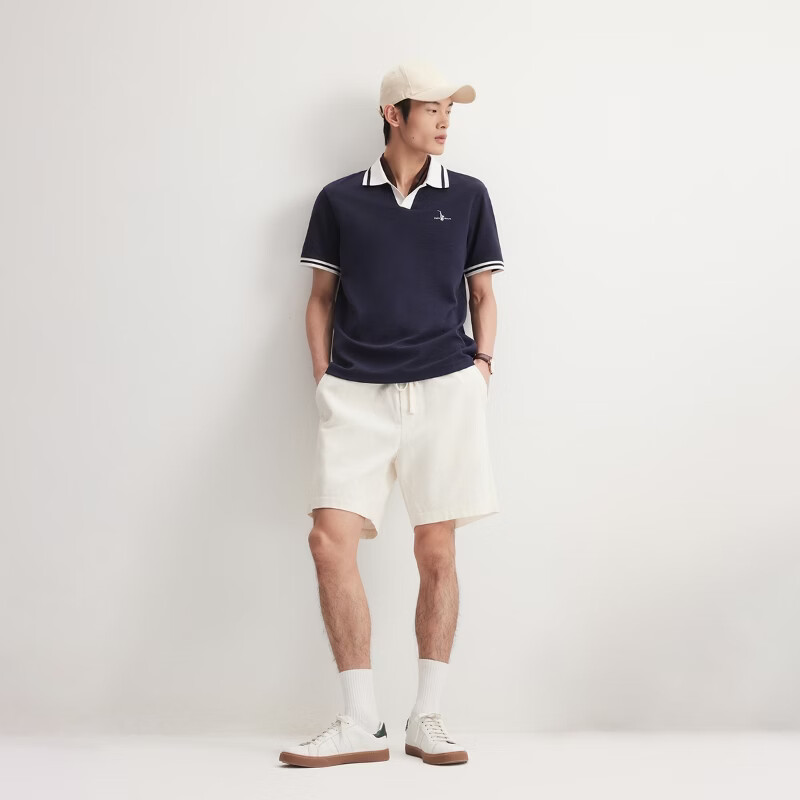 杰克琼斯26年新款夏季高端商务海鸥领POLO衫E37墨蓝 113元 - 线报酷