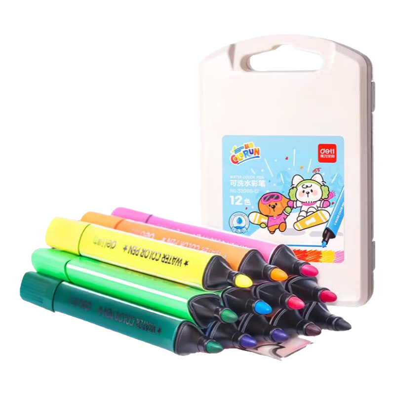 得力12色三角杆水彩笔套装小学生儿童幼儿园用可水洗 2.89元 - 86线报