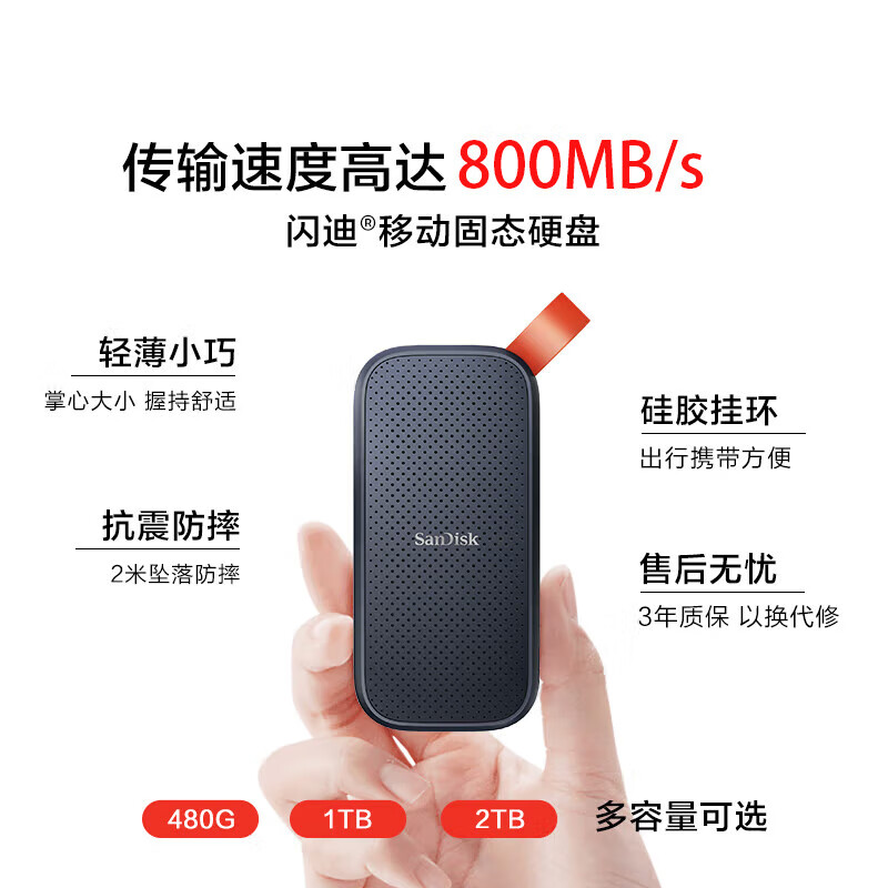 闪迪1TB Type-c USB3.2移动固态硬盘 899元 - 线报酷