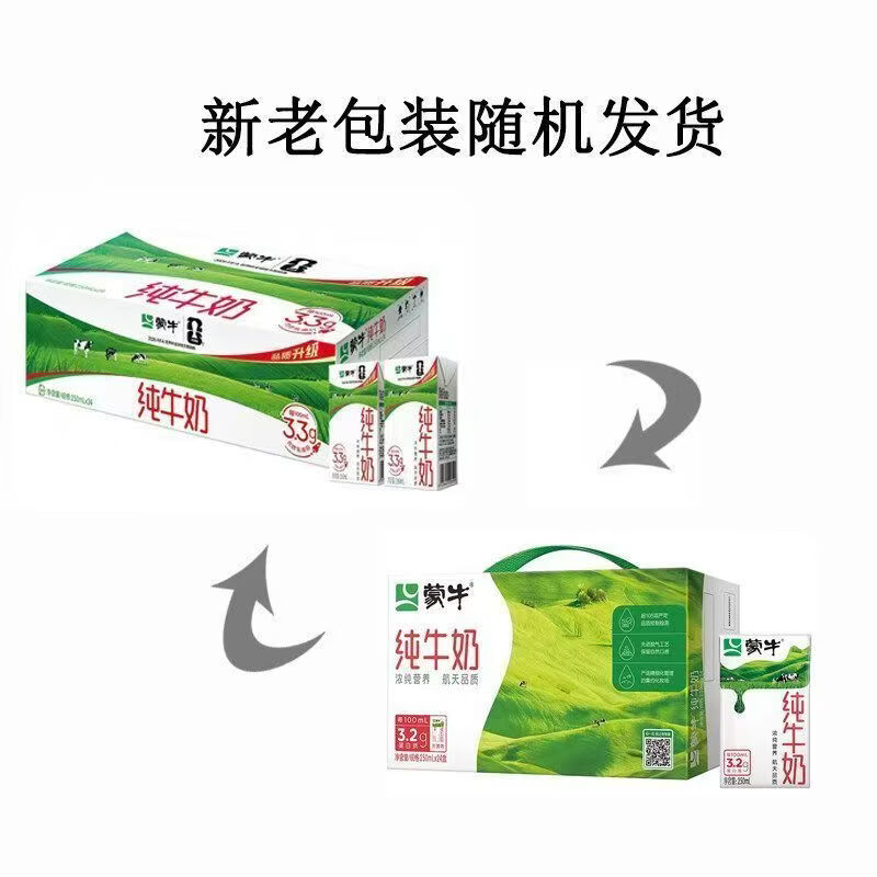 蒙牛纯牛奶无菌砖250ml*24盒全脂学生成人营养早餐奶鲜奶 55.9元 - 86线报