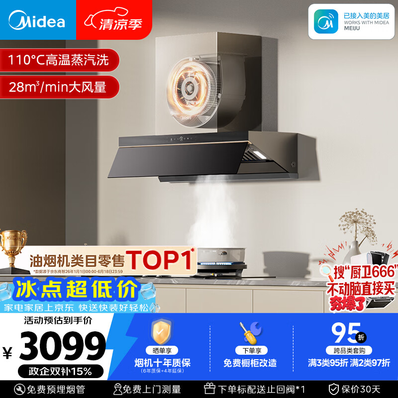 美的CXW-140-AK7PRO欧式吸油烟机 2212.8元 - 86线报