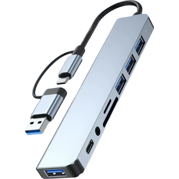 Type-C/USB八合一双头拓展坞多功能集线器 13.99元 - 线报酷