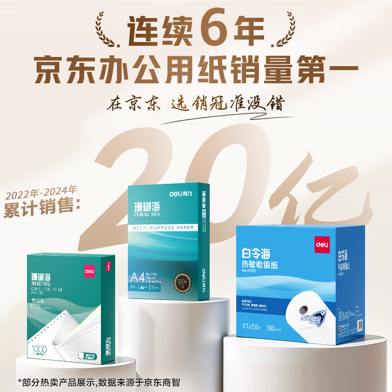 得力珊瑚海A4打印纸80g500张4包一箱双面使用加厚复印纸 67.9元 - 86线报