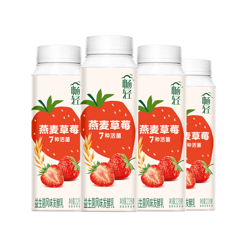 伊利畅轻7种活菌酸奶草莓燕麦味228g*4瓶*3件 33.96元 - 线报酷
