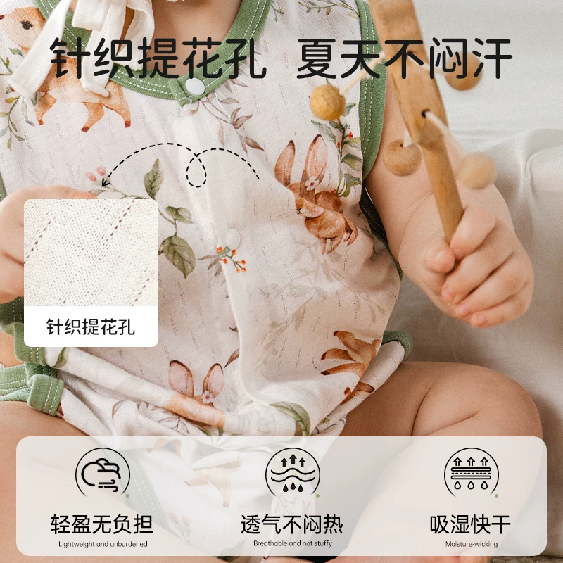 欧孕婴儿衣服夏季琵琶包屁衣薄款宝宝连体衣无袖背心哈衣竹棉睡衣 9.3元 - 86线报