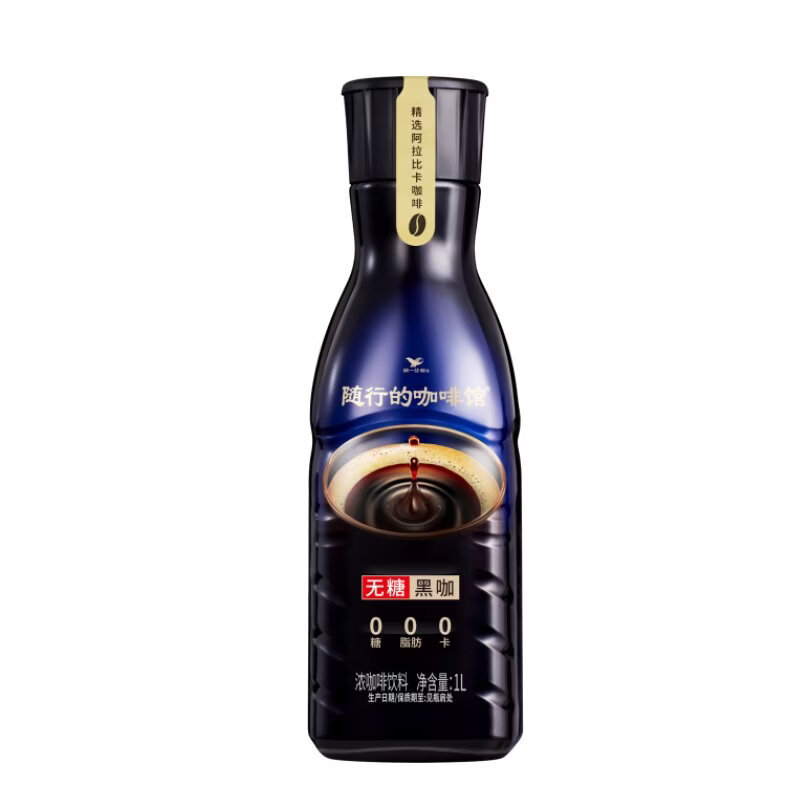 统一随行的咖啡馆无糖黑咖浓咖啡饮料1升*6瓶 22.49元 - 线报酷