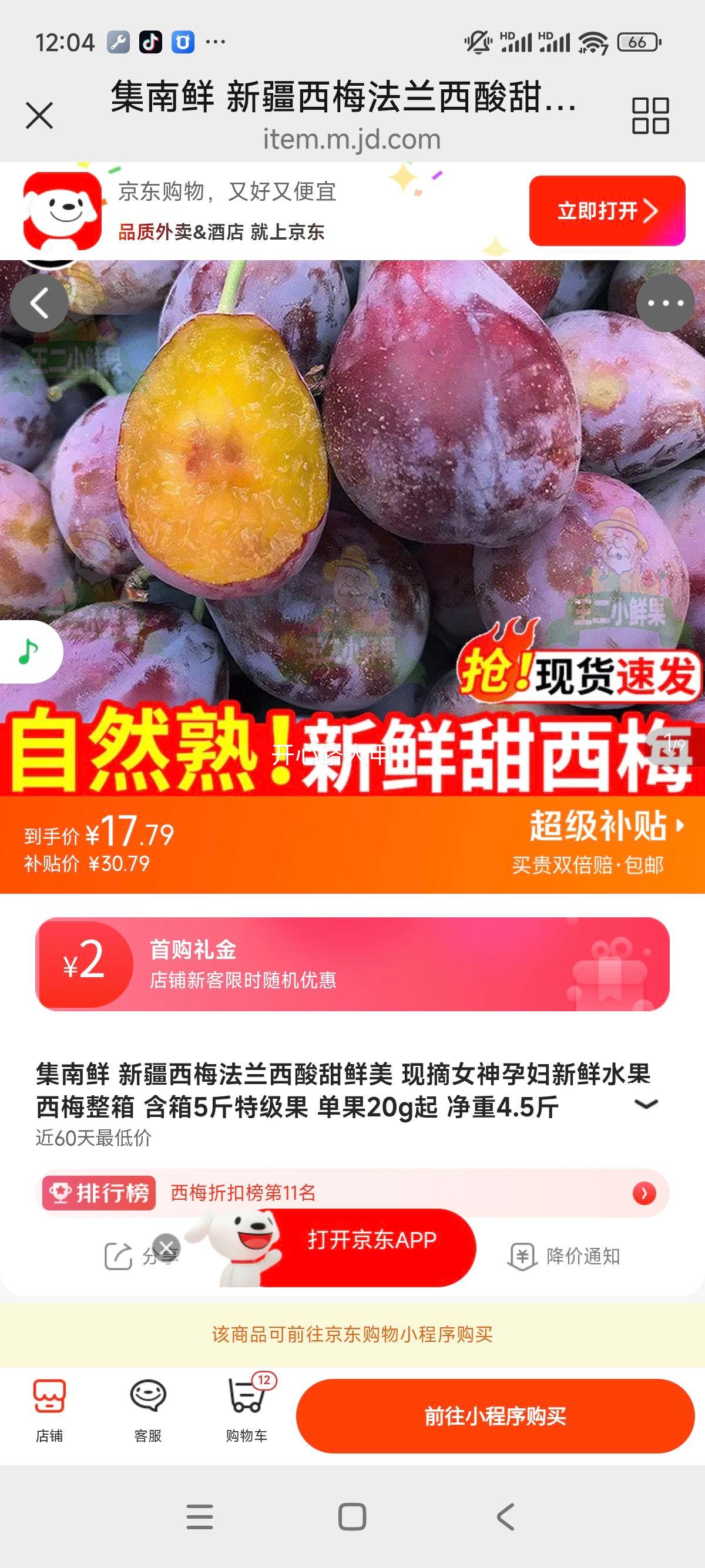 集南鲜新疆西梅法兰西品种酸甜鲜美特级果5斤整箱 17.79元 - 86线报