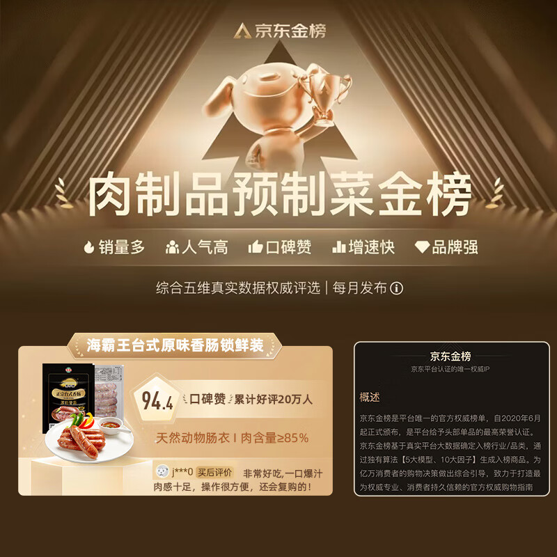 海霸王黑珍猪香肠经典原味268g 10.74元 - 86线报