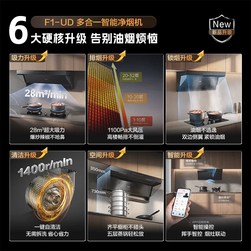 海尔F1-UD+T3-U9高档油烟机烟灶两件套装钢琴黑包安装拆旧 1699元 - 86线报