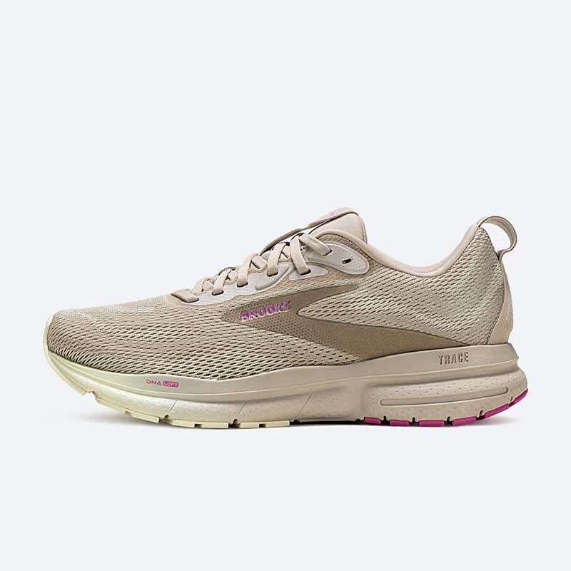 BROOKS Trace 轨迹 4跑鞋女子缓震跑步鞋运动鞋卡其灰/绿色/粉红 306.5元 - 86线报